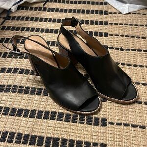 Madewell The Cary Open Toe Slingback Block Heel Sandal True Black 8M